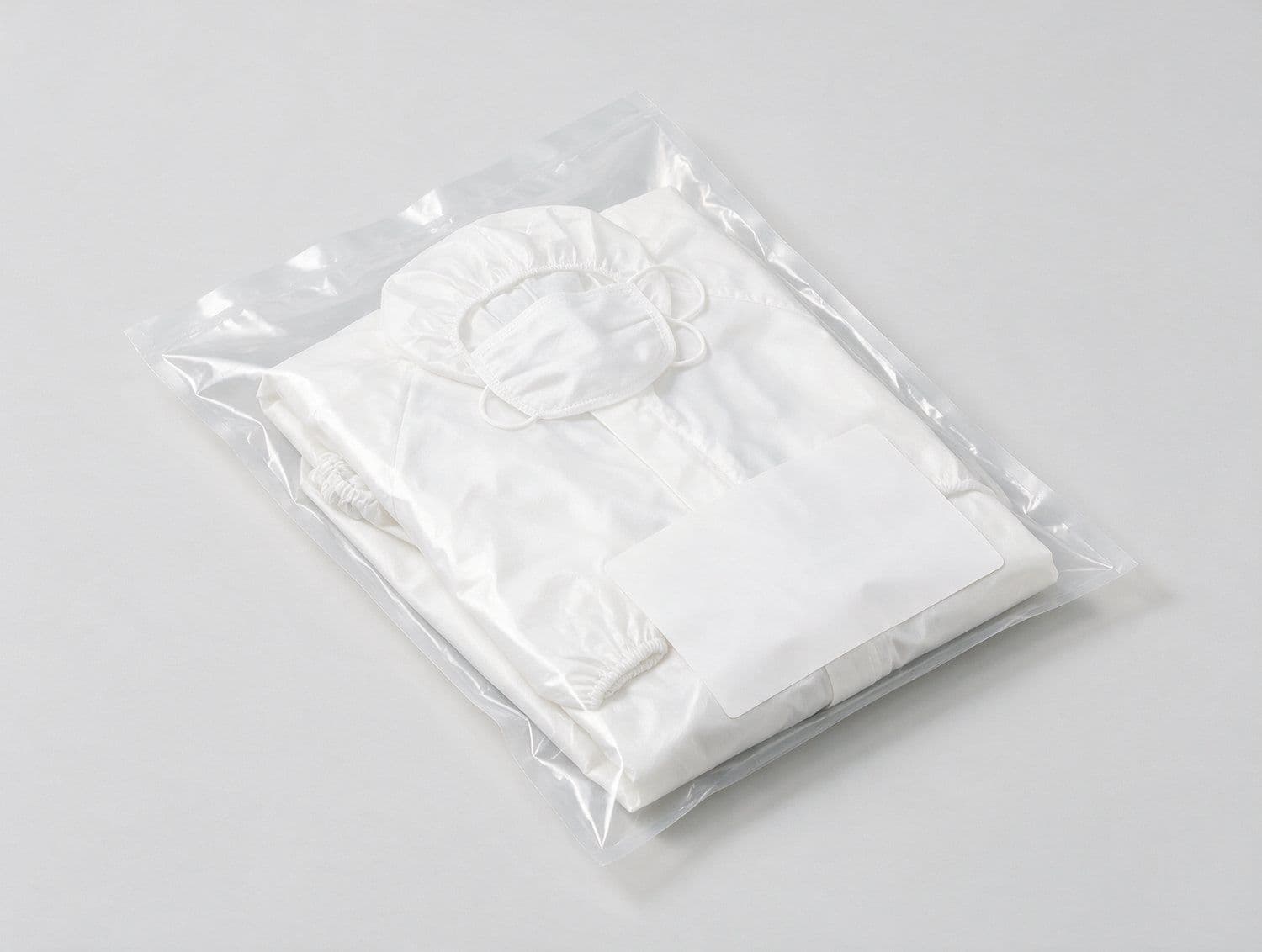 Cleanroom garment sealed in a clear pouch