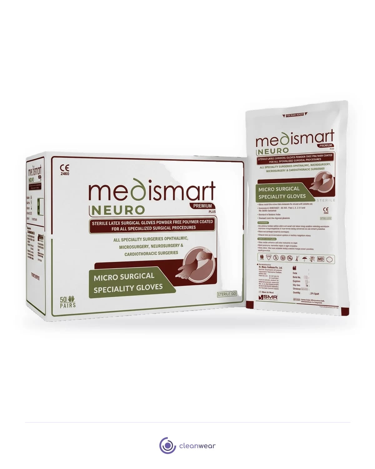 Medismart Premium Plus Sterile Microsurgical Gloves, product photo on white