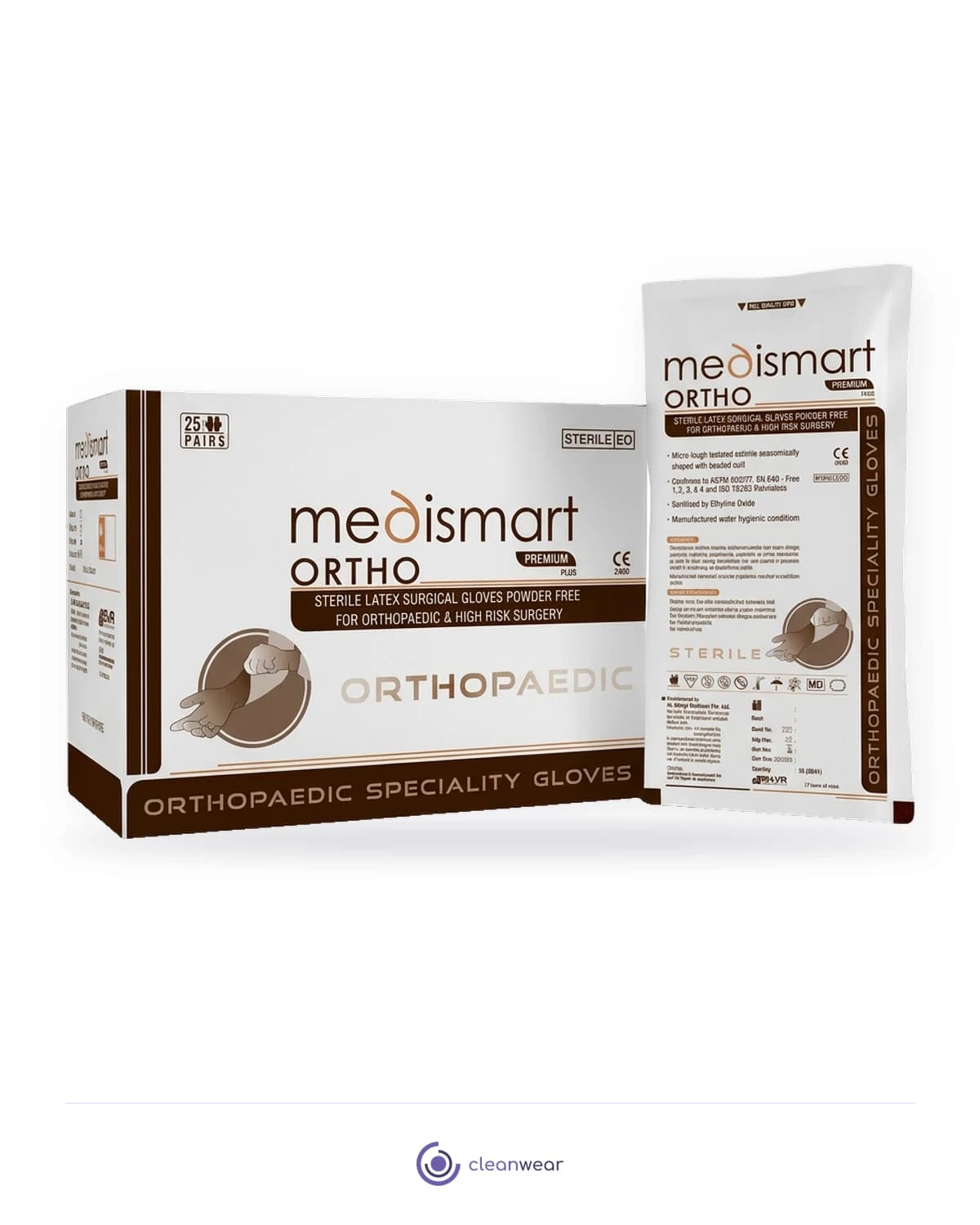 Medismart Premium Plus Sterile Orthopaedic Gloves, product photo on white