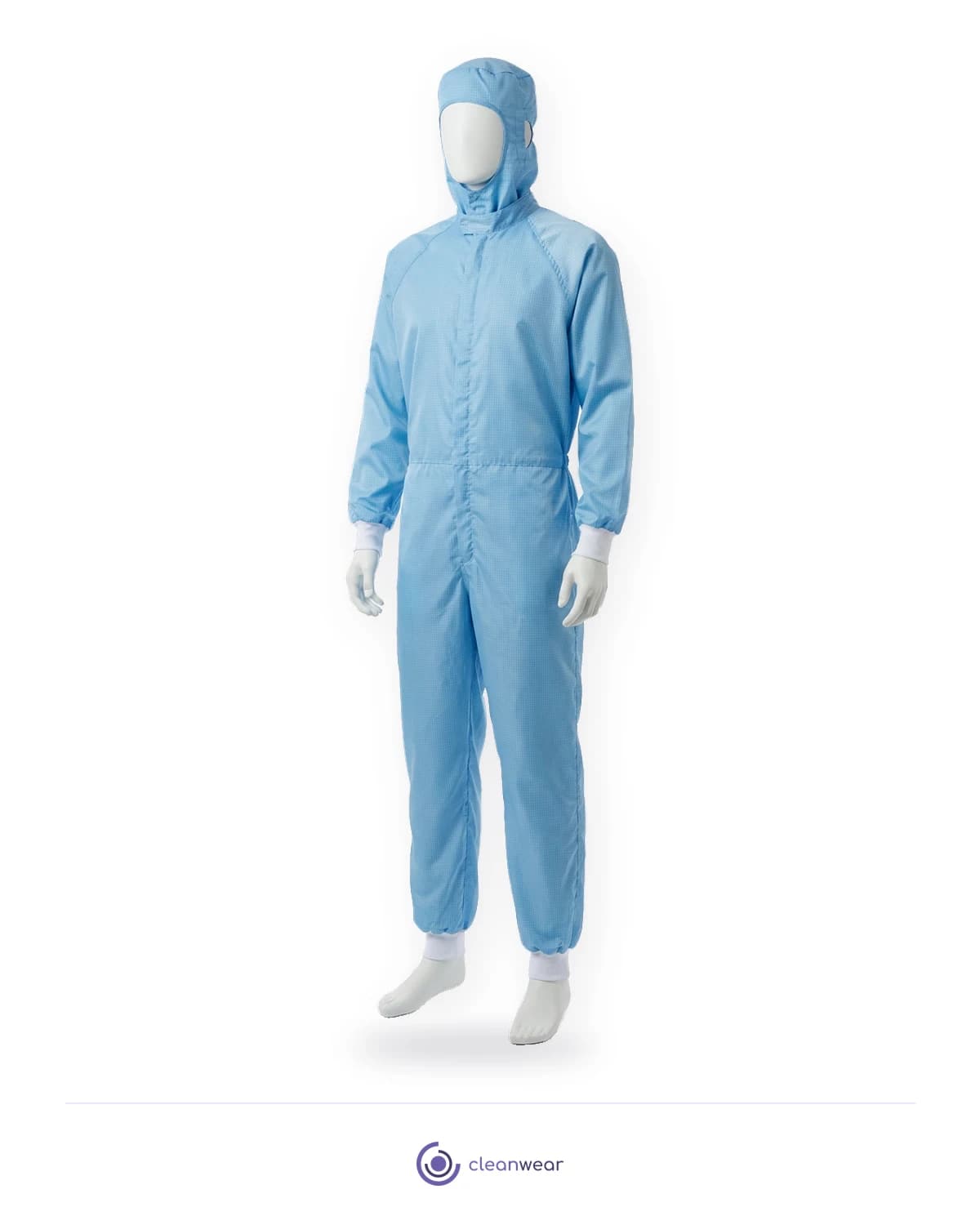 Cleanroom Coverall with Attached Hood, product photo on white
